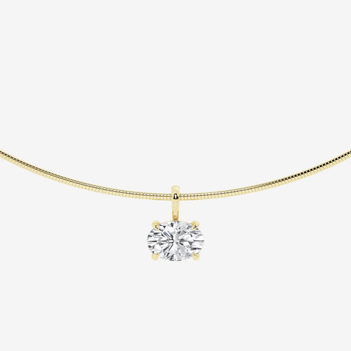 Oval Lab Grown Diamond Solitaire Pendant with Omega Chain