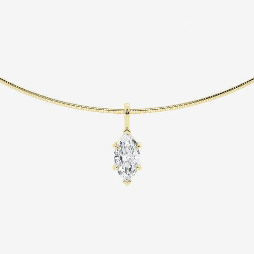 Marquise Lab Grown Diamond Solitaire Pendant with Omega Chain