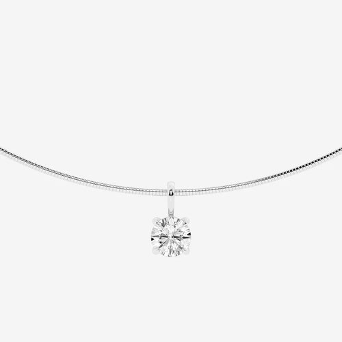 Round Lab Grown Diamond Solitaire Pendant with Omega Chain