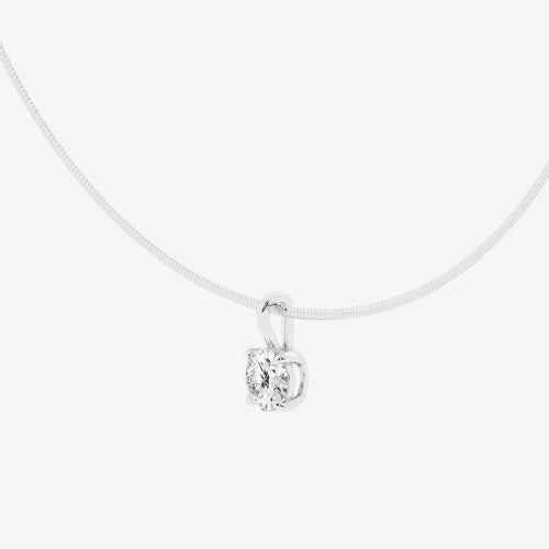 Round Lab Grown Diamond Solitaire Pendant with Omega Chain