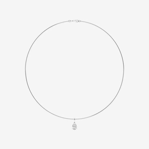 Pear Lab Grown Diamond Solitaire Pendant with Omega Chain