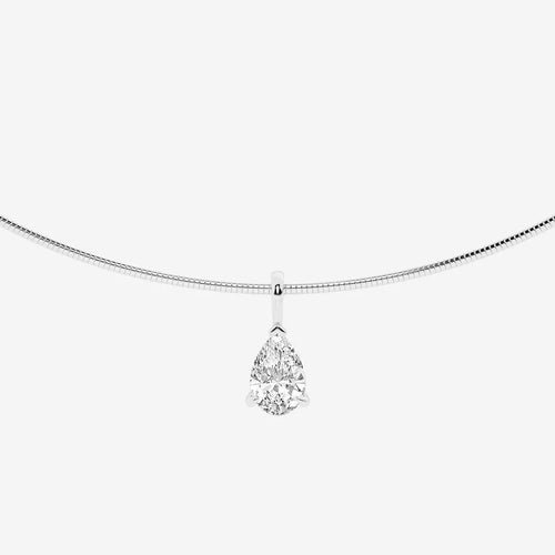 Pear Lab Grown Diamond Solitaire Pendant with Omega Chain