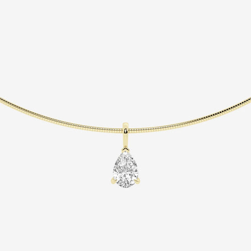 Pear Lab Grown Diamond Solitaire Pendant with Omega Chain