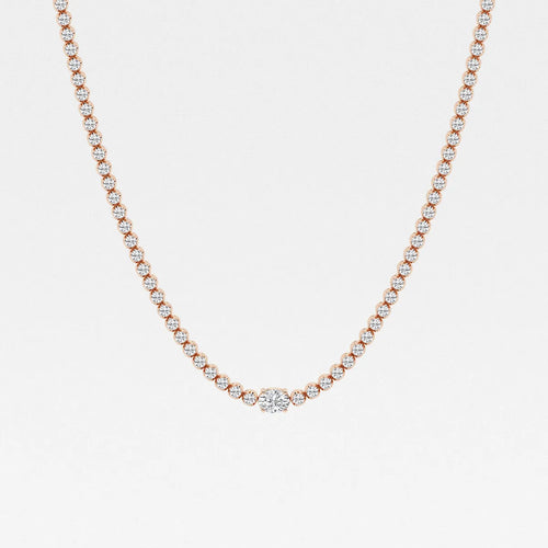 Oval Lab Grown Diamond Single Station Tennis Necklace