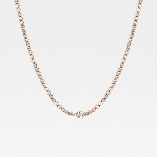 Pear Lab Grown Diamond Single Station Tennis Necklace