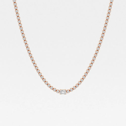 Emerald Lab Grown Diamond Single Station Tennis Necklace