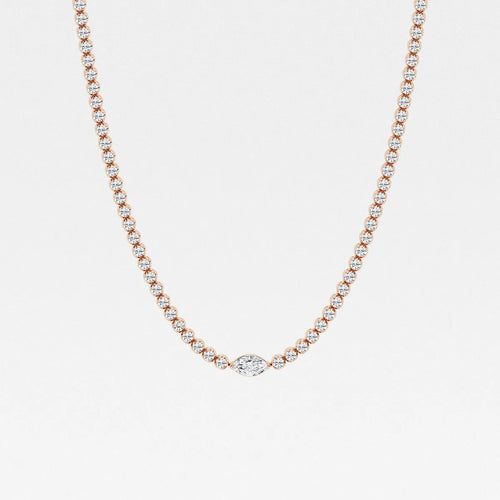 Marquise Lab Grown Diamond Single Station Tennis Necklace