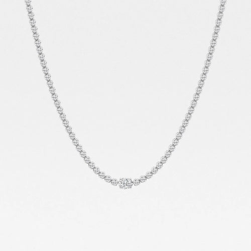 Oval Lab Grown Diamond Single Station Tennis Necklace