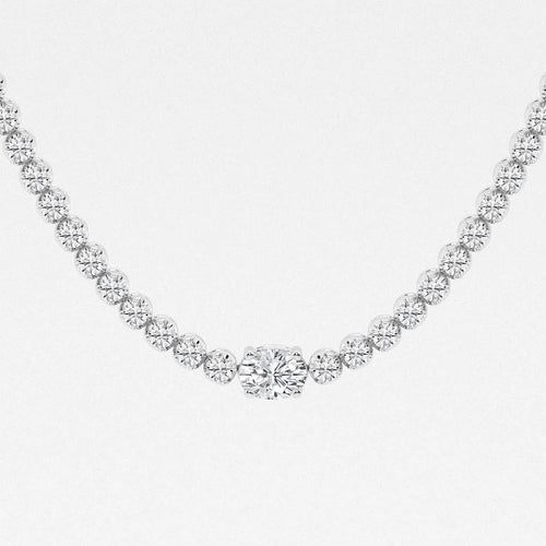 Oval Lab Grown Diamond Single Station Tennis Necklace