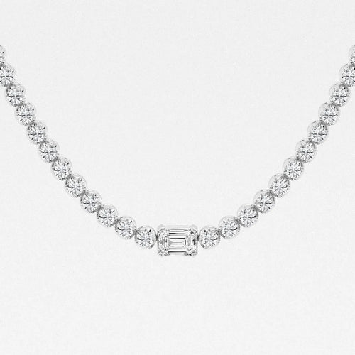 Emerald Lab Grown Diamond Single Station Tennis Necklace