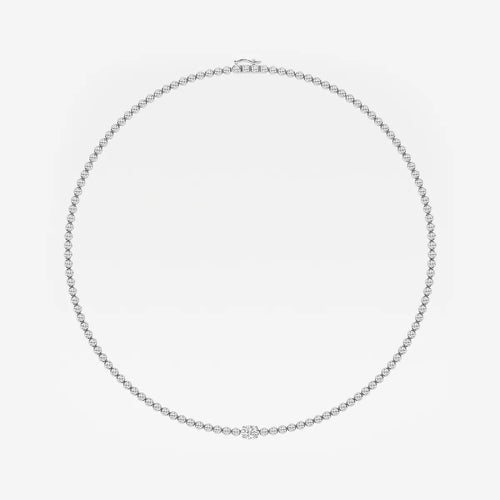 Oval Lab Grown Diamond Single Station Tennis Necklace