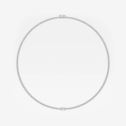 Emerald Lab Grown Diamond Single Station Tennis Necklace
