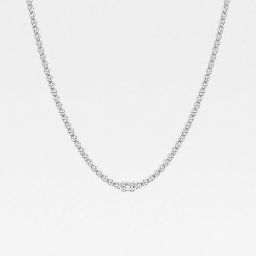 Emerald Lab Grown Diamond Single Station Tennis Necklace