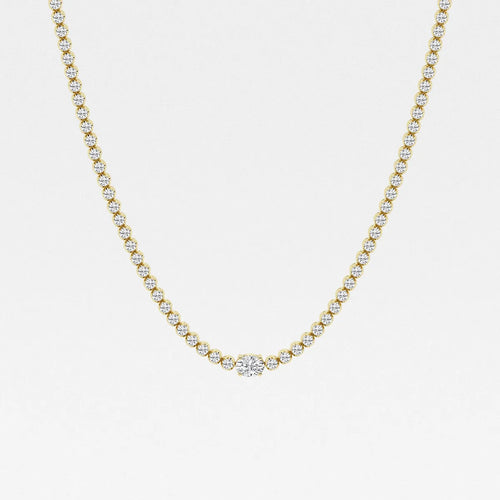 Oval Lab Grown Diamond Single Station Tennis Necklace