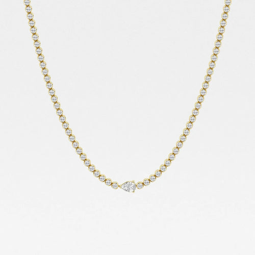 Pear Lab Grown Diamond Single Station Tennis Necklace