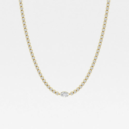 Marquise Lab Grown Diamond Single Station Tennis Necklace