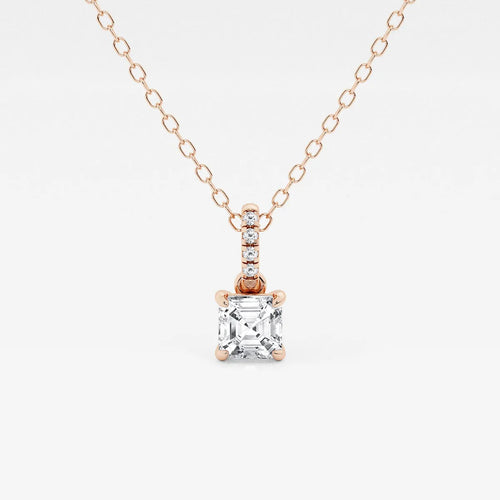 Cushion Lab Grown Diamond Hidden Halo with Diamond Bail Pendant