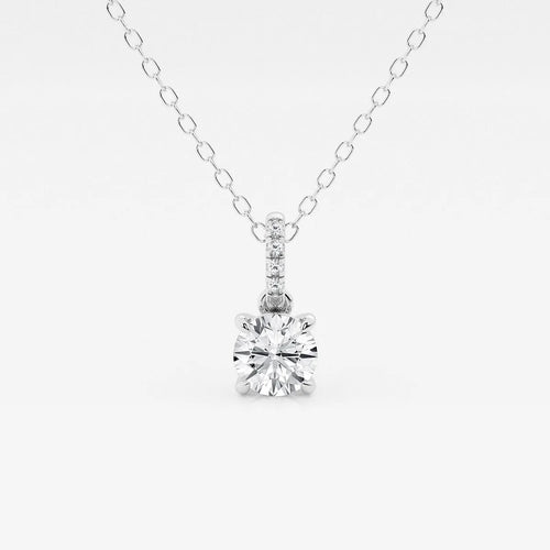 Round Lab Grown Diamond Hidden Halo with Diamond Bail Pendant