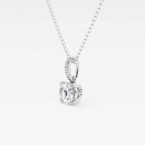 Round Lab Grown Diamond Hidden Halo with Diamond Bail Pendant