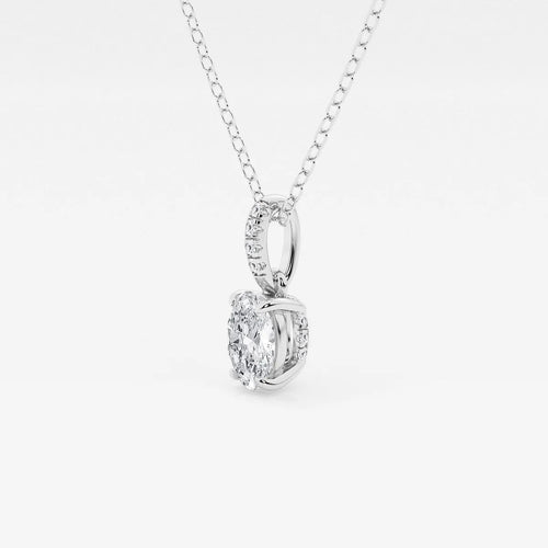 Oval Lab Grown Diamond Hidden Halo with Diamond Bail Pendant