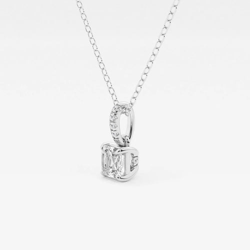 Asscher Lab Grown Diamond Hidden Halo with Diamond Bail Pendant
