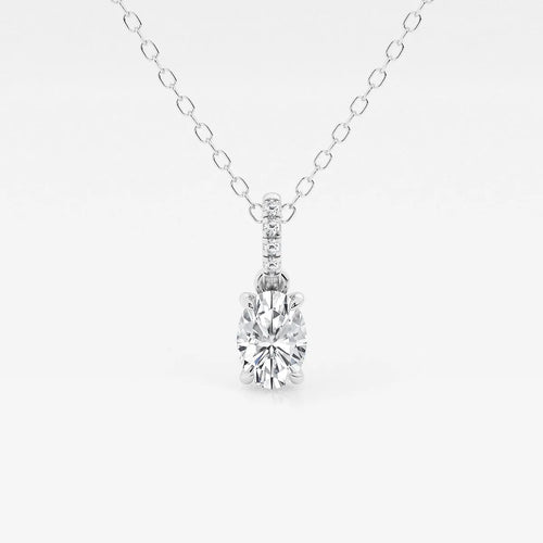 Oval Lab Grown Diamond Hidden Halo with Diamond Bail Pendant