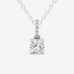 Cushion Lab Grown Diamond Hidden Halo with Diamond Bail Pendant