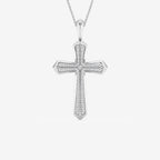 Round Lab Grown Diamond Double Row Cross Pendant