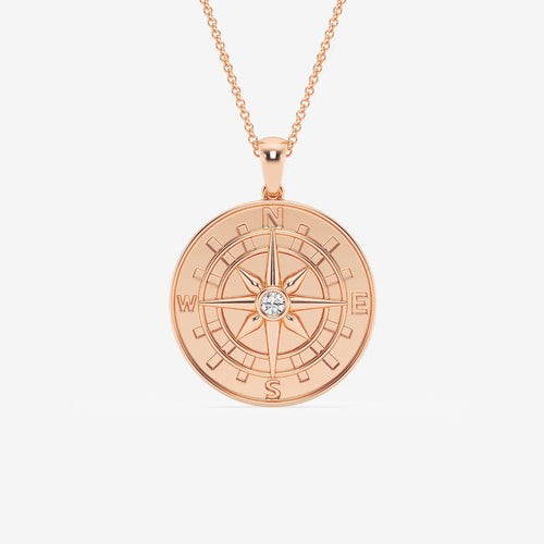 Round Lab Grown Diamond Compass Pendant