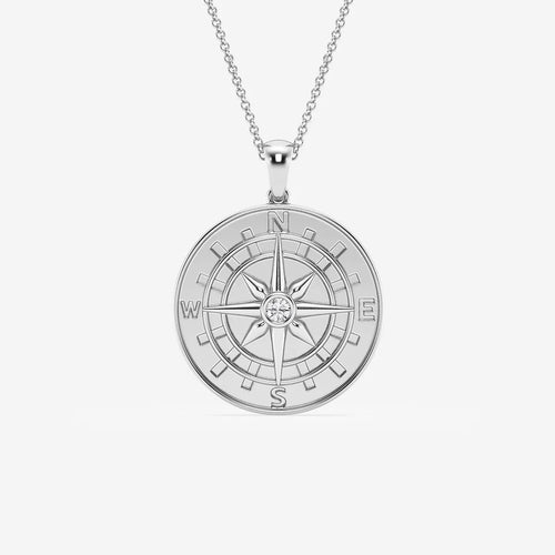 Round Lab Grown Diamond Compass Pendant