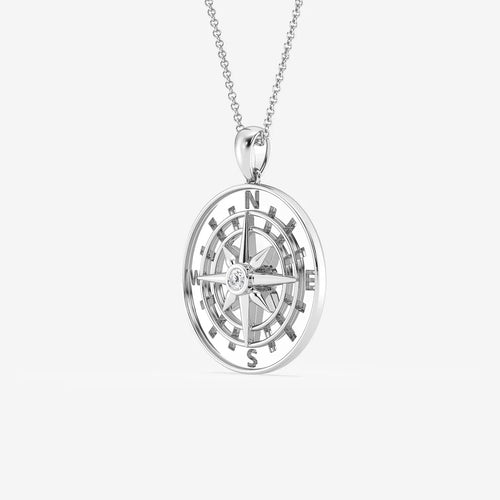 Round Lab Grown Diamond Compass Pendant