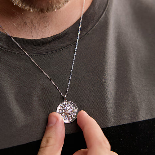 Round Lab Grown Diamond Compass Pendant