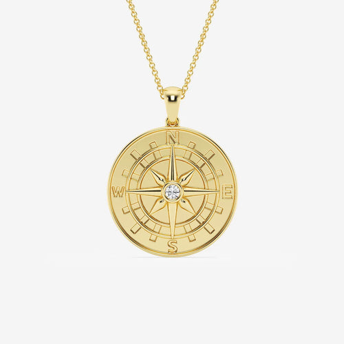 Round Lab Grown Diamond Compass Pendant