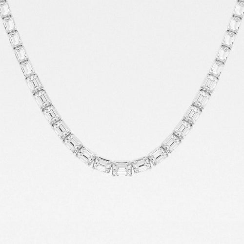 Emerald Lab Grown Diamond East West Tennis Necklace