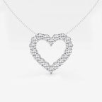 Round Lab Grown Diamond Heart Pendant With Adjustable Chain