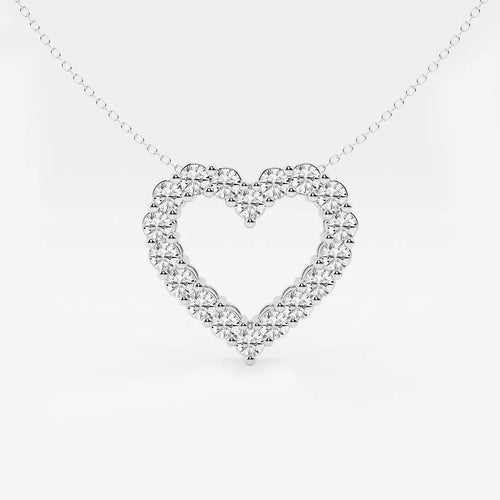 Round Lab Grown Diamond Heart Pendant With Adjustable Chain