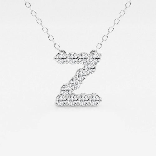 Round Lab Grown Diamond Initial Z Personalized Pendant