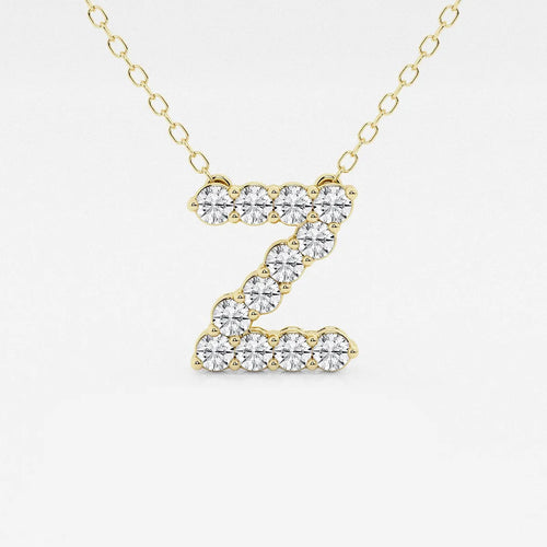 Round Lab Grown Diamond Initial Z Personalized Pendant