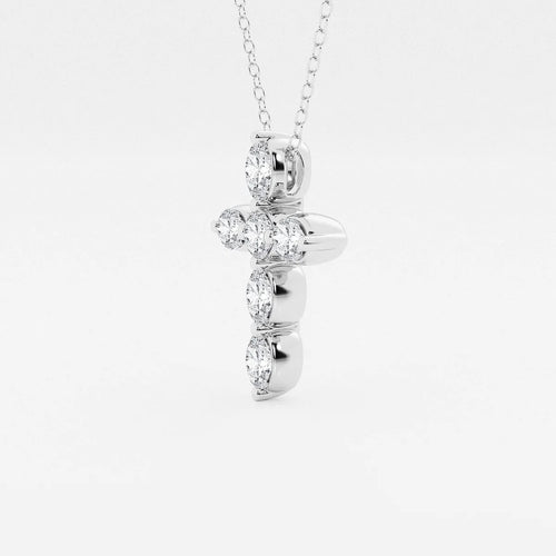 Round and Oval Lab Grown Diamond Floating Cross Pendant