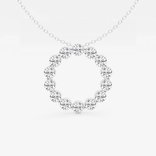 Round Lab Grown Diamond Circle Pendant with Adjustable Chain