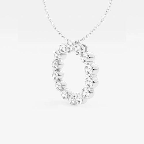 Round Lab Grown Diamond Circle Pendant with Adjustable Chain