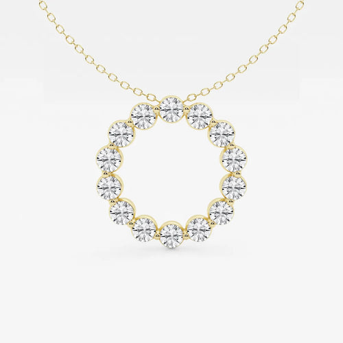 Round Lab Grown Diamond Circle Pendant with Adjustable Chain