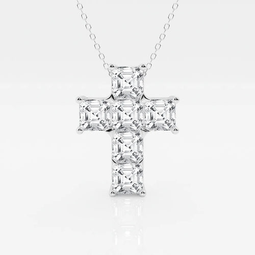 Asscher Lab Grown Diamond Cross Pendant