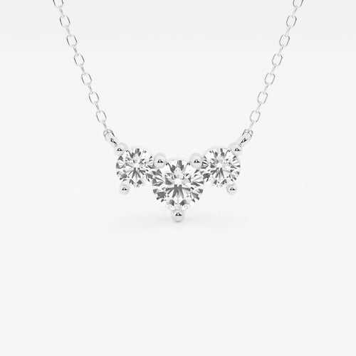 Round Lab Grown Diamond Three-Stone Pendant with Adjustable Chain
