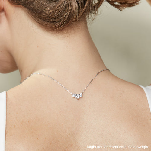 Round Lab Grown Diamond Three-Stone Pendant with Adjustable Chain