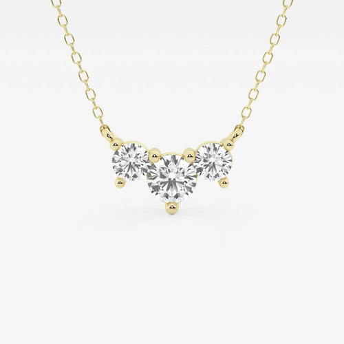 Round Lab Grown Diamond Three-Stone Pendant with Adjustable Chain