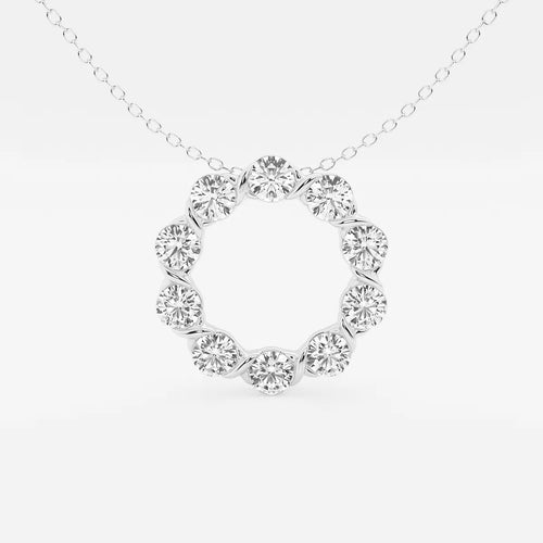 Round Lab Grown Diamond Circle Pendant with Adjustable Chain