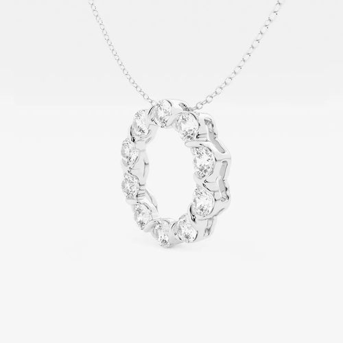 Round Lab Grown Diamond Circle Pendant with Adjustable Chain