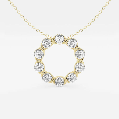 Round Lab Grown Diamond Circle Pendant with Adjustable Chain