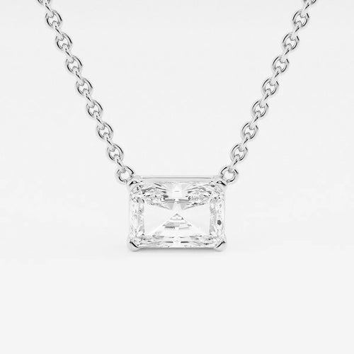 Radiant Lab Grown Diamond Solitaire Pendant with Adjustable Chain